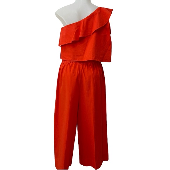 Zara Orange One Shoulder Jumpsuit Size Medium - Picture 3 of 8